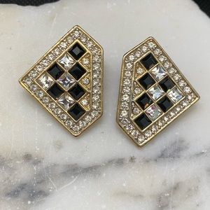 Source Unknown Black and Gold Geometric Earrings